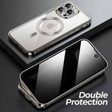 适用iphone15 pro金属边框手机壳苹果13弹扣双面保护壳