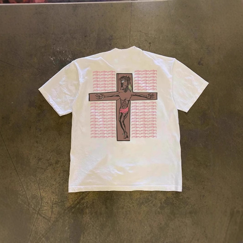 250g Heavy Cotton! Printed Harajuku Style Short-Sleeved T-Shirt on the Cross, Loose and Versatile High Street for Couples 250g Heavy Cotton! Printed Harajuku Style Short-Sleeved T-Shirt on the Cross, Loose and Versatile High Street for Couples