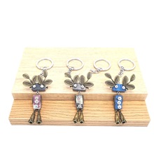 跨境蒸汽朋克风格奇特火箭木头机器人成品项链/钥匙扣挂件生日礼