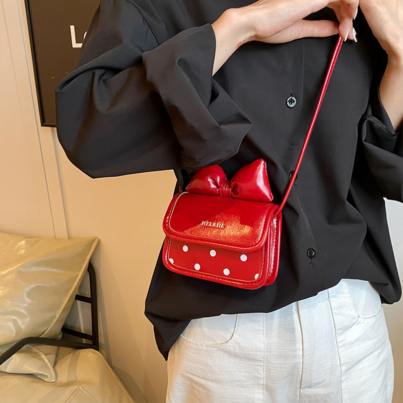 Bolsas para niños coreanas lindas bolsas de arco de chicas retrógradas redondas onduladas para padres e hijos bolsas de lápiz labial