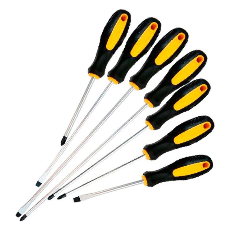 Destornillador magnético fuerte de acero al cromo vanadio genuino alargado y práctico destornillador de grado industrial superduro de una palabra juego completo destornillador cruzado