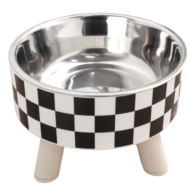 Tazón de gato y perro simple lunares copa de acero inoxidable para mascotas agua potable antidetonante tazón de agua cuenca de alimentos tazón de gato