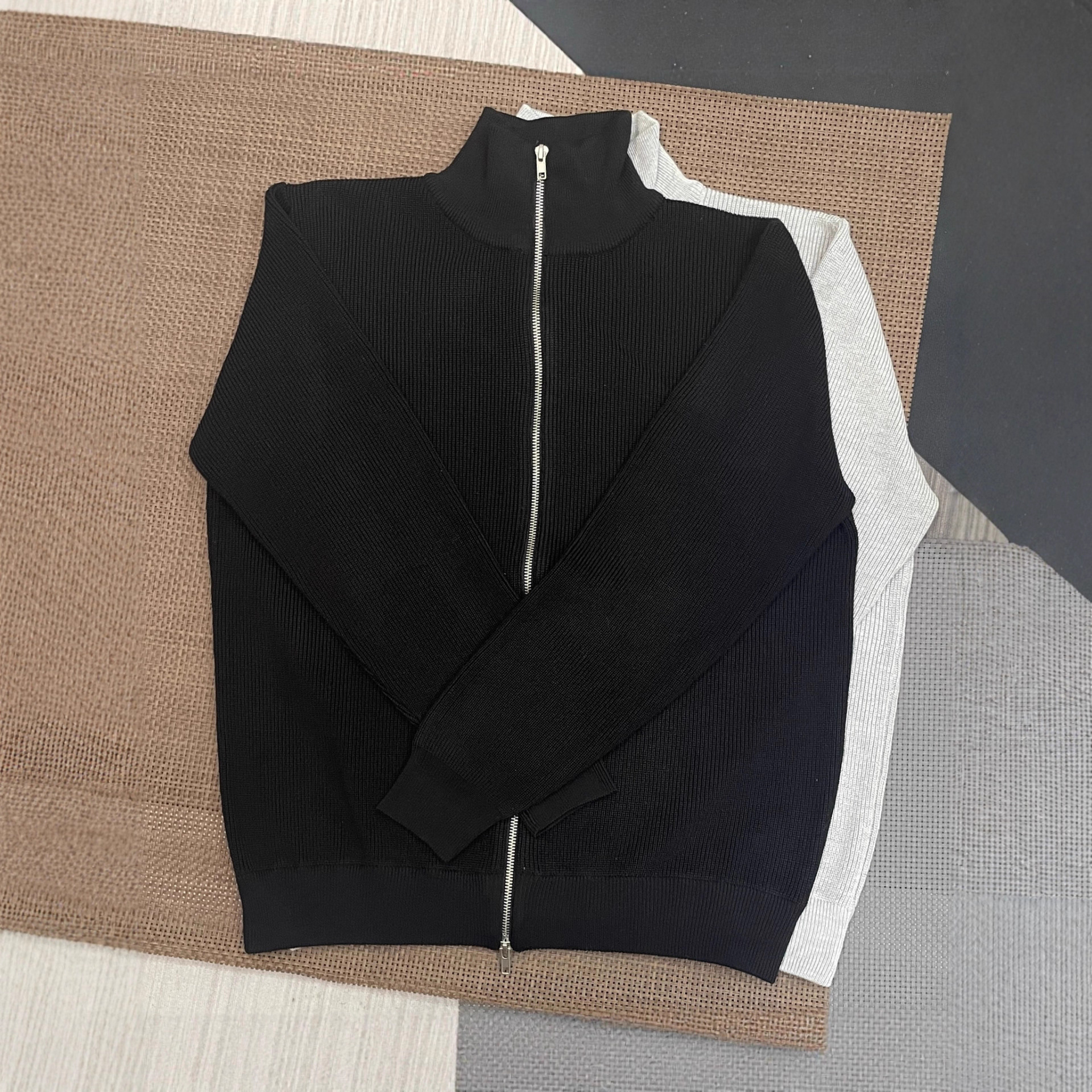 Factory Wholesale Winter Men's Knitwear Casual Solid Color Fashion Cardigan Sweater Zipper Top Jia Ma Jia Sijiao