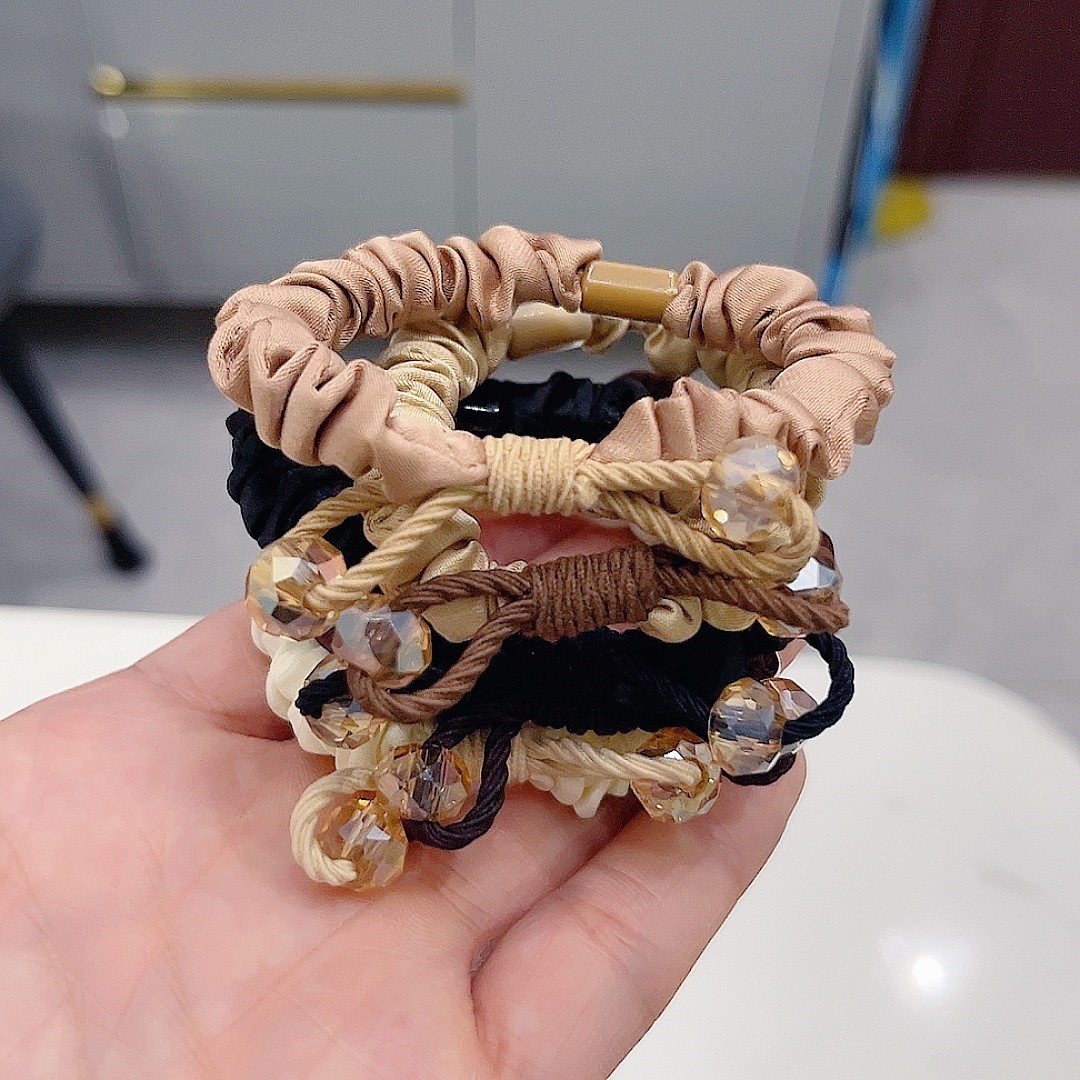 Korean Style Small Crystal Hair Scrunchie For Women Elastic Band_voghion.com