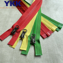 ykk5号树脂开口拉链红色黄色绿色大量长度现货销售服装门襟拉链条