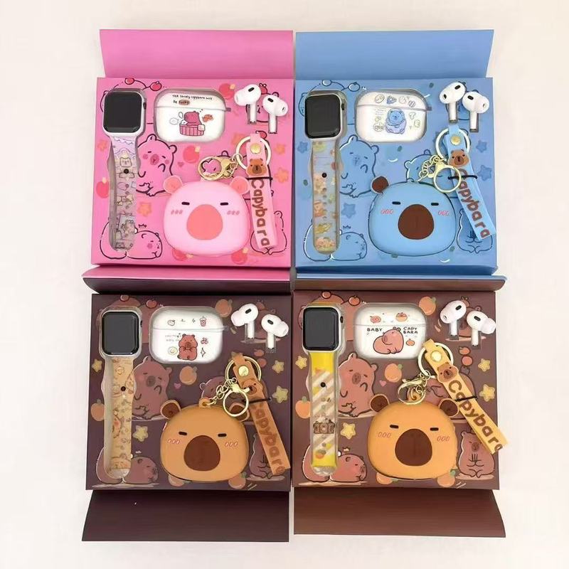 TWS06 クリエイティブでかわいい子供と学生の漫画 Capibala ワイヤレス インイヤー Bluetooth ヘッドセット ウォッチ セット付き|undefined