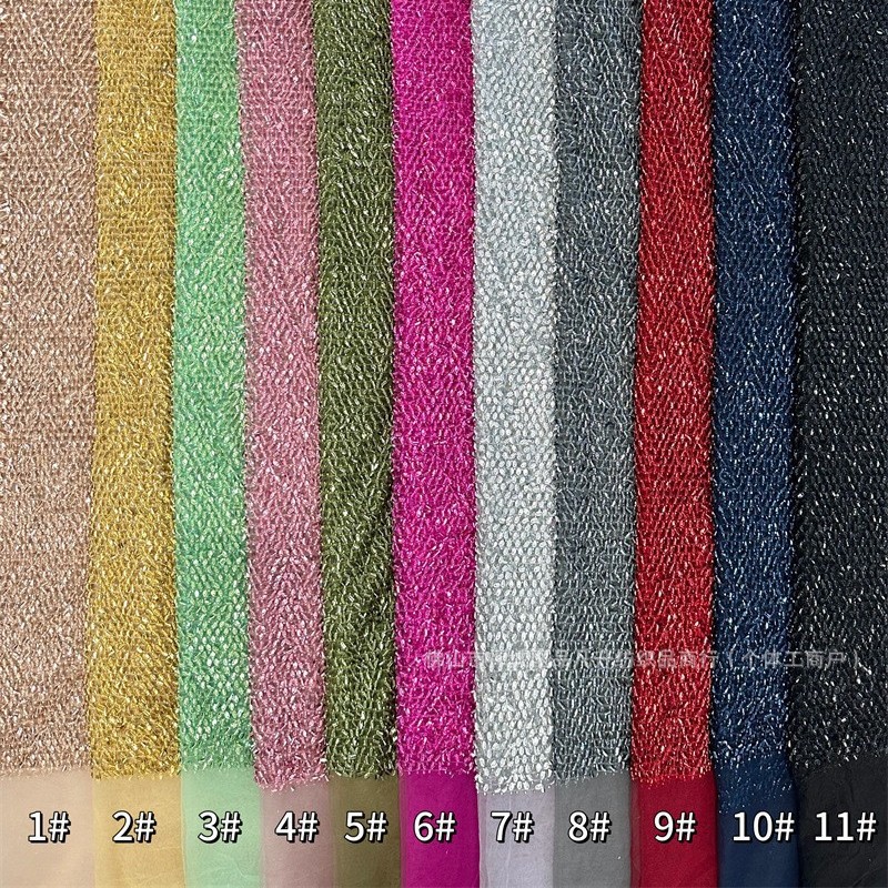 Fábrica de stock de bordado de sequinilla medio rollo de cebolla dorada multicolor ropa de brindis de alta fijación tela de vestido de cena