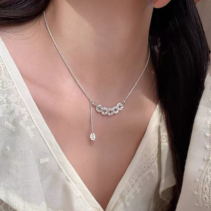925 Silver Plated Five Emperors Money Necklace Light Luxury 2025 New Explosive High-end Clavicle Chain Women's Neck Chain 925 Silver Plated Five Emperors Money Necklace Light Luxury 2025 New Explosive High-end Clavicle Chain Women's Neck Chain