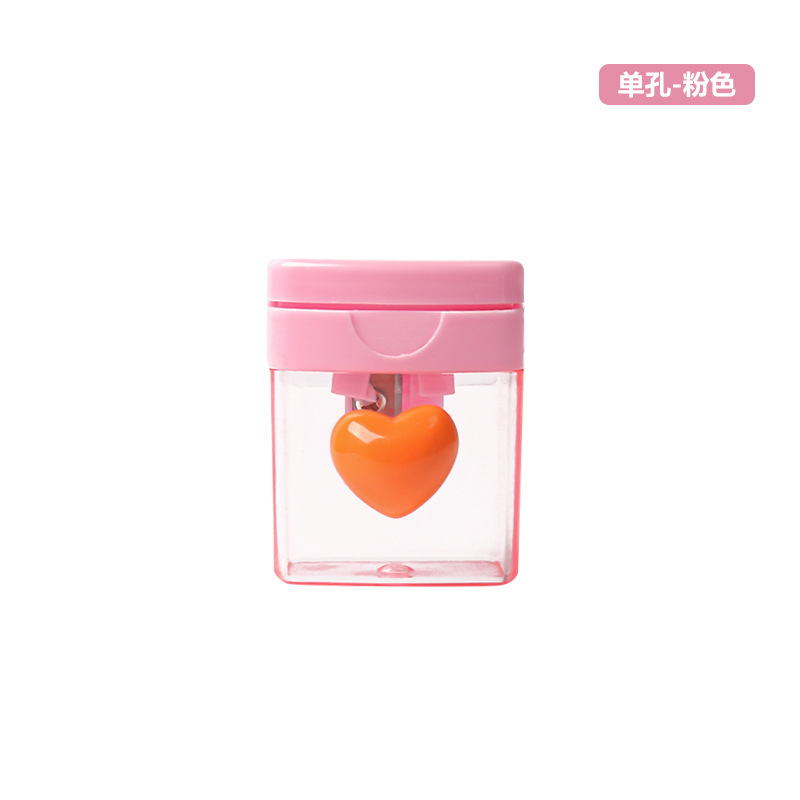 マカロンカラー鉛筆削りかわいい小学生鉛筆削りマニュアル愛回転二穴透明鉛筆削りカバー付き|undefined