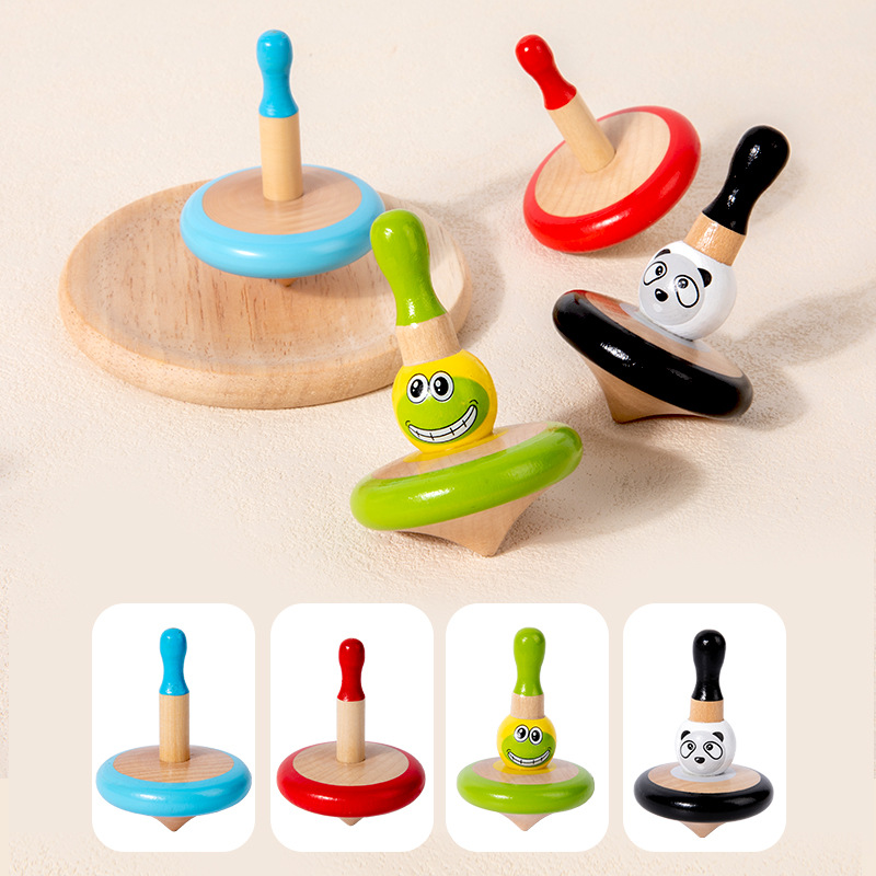 Puesto de venta caliente celebridades de Internet con el mismo estilo de giroscopio de madera juguetes de jardín de infantes giroscopio de color de madera regalos promocionales