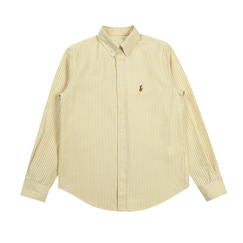 Southeast Asian Oxford Stripe Shirt with Pony Embroidery Button-Down Collar Long-Sleeve Casual Women's Shirt