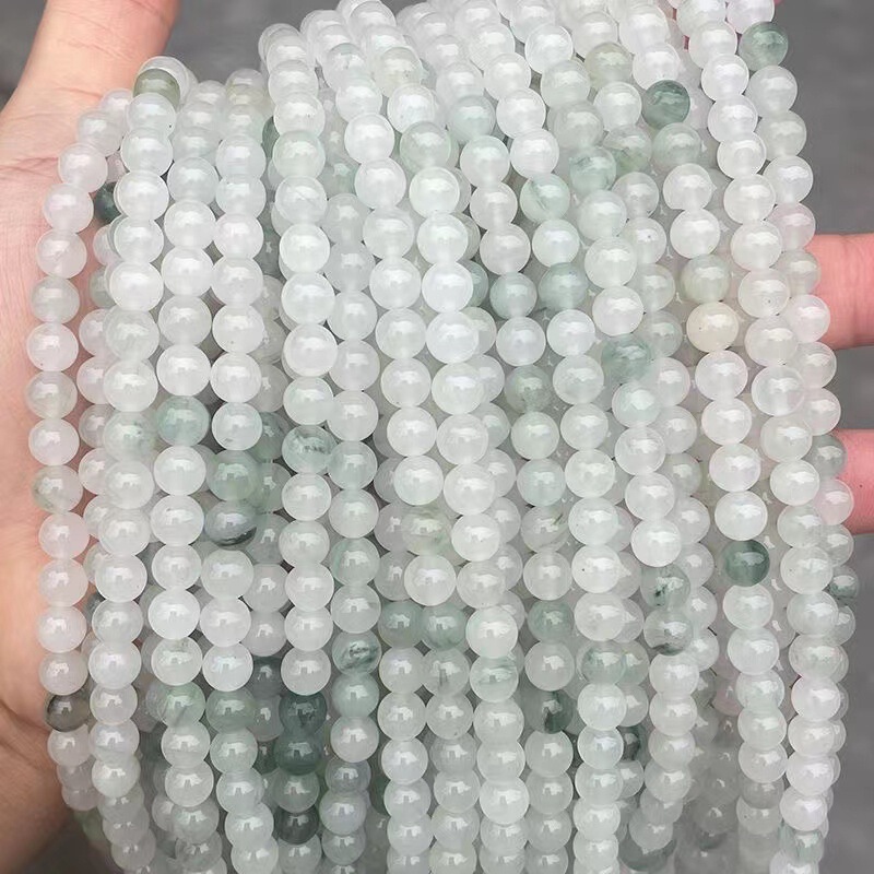 天然a級新疆天山翠円珠翡翠氷翠玉散珠半製品diyアクセサリーブレスレット|undefined