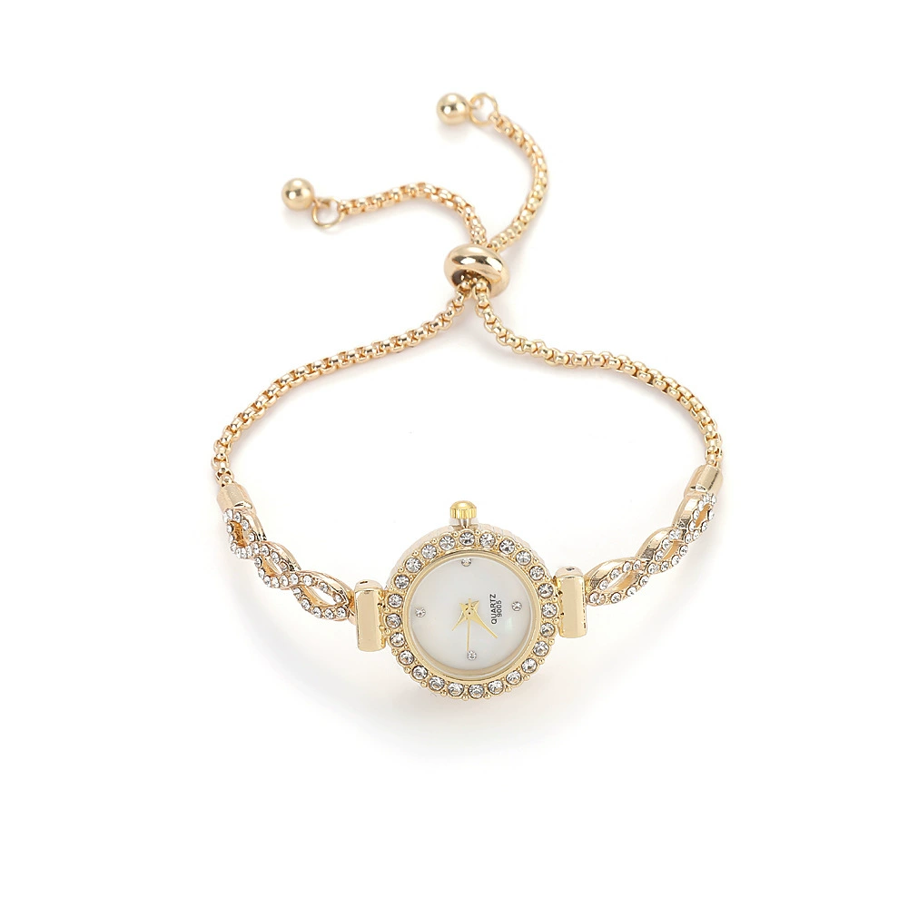 Трансграничные обернутые цветы модные часы круглые маленькие бриллиантовые женские кварцевые часы свободно регулируемые браслеты часы оптом