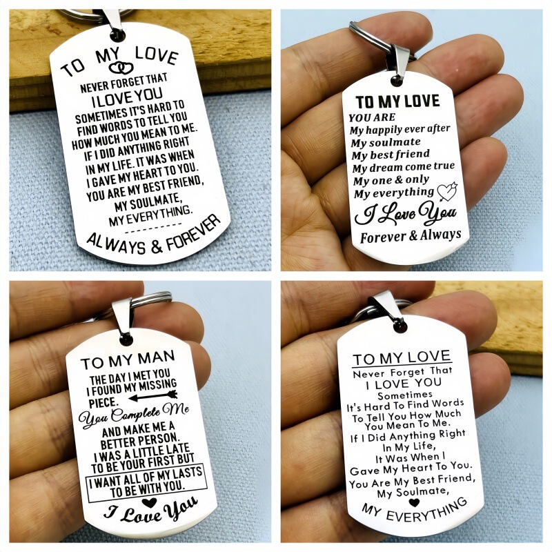 European and American Cross-Border New Valentine's Day Stainless Steel Couple Keychains Anniversary Gift Engraved Military Tags Wholesale European and American Cross-Border New Valentine's Day Stainless Steel Couple Keychains Anniversary Gift Engraved Military Tags Wholesale