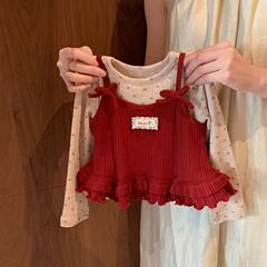 新款女童洋气时尚中小童秋装长袖上衣甜美小童女宝宝两件套棉现货
