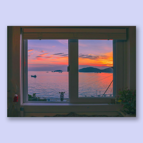 Super pretty!  Warm Purple Seascape Sunset A Style Ocean Art Wall Desktop Decorative Painting Canvas