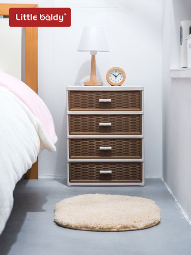 WBZ7 imitation rattan multi-layer drawer-type storage box plastic desktop organizer storage box inner clothing wardrobe storage box