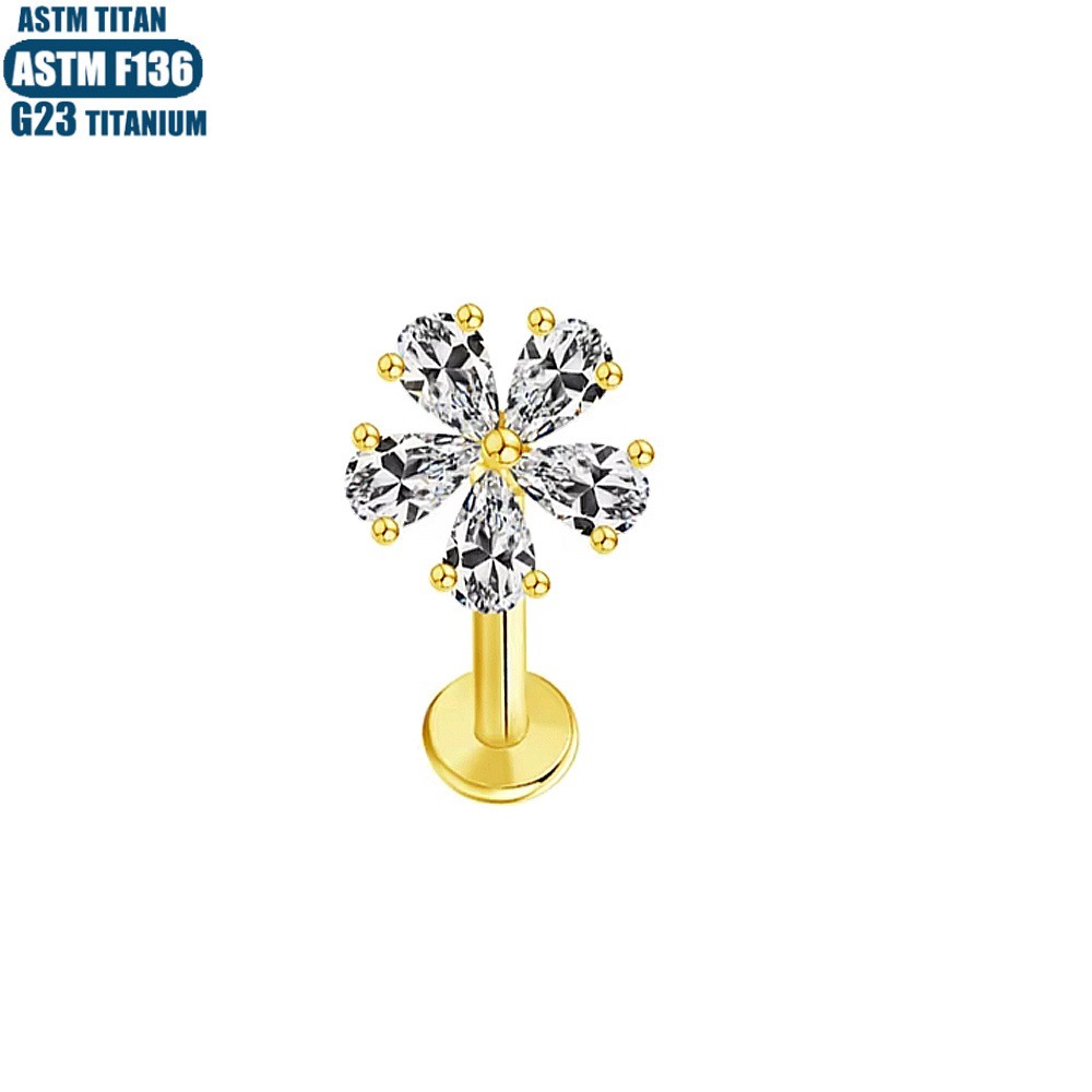 16G labret stud size and finish detail