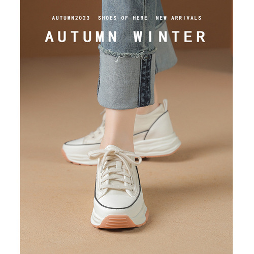 White Platform Sneakers for Women,  New Arrival, Small Size, Athletic Shoes, Dad Shoes, Thick Sole Canvas Shoes