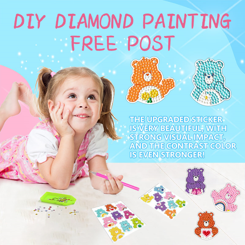 Dibujos animados superventas colorido oso pintura de diamantes pegatinas gratis pegatinas DIY pegatinas de pared de ladrillo pegatinas hechas a mano para niños diamante redondo