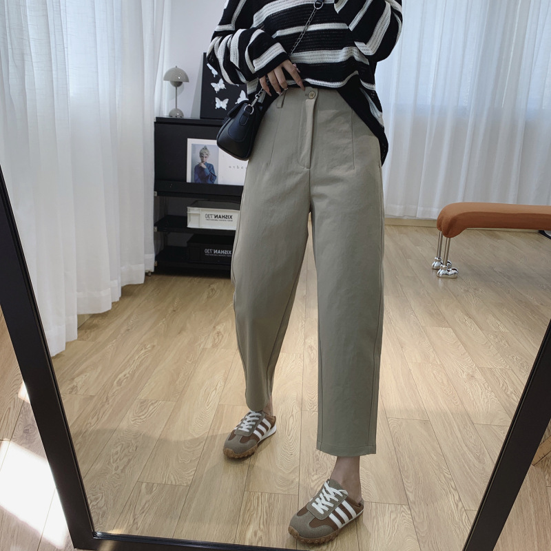 抗皱宽松显瘦梨型身材裤子小个子九分休闲裤女秋季萝卜哈伦裤春秋|undefined