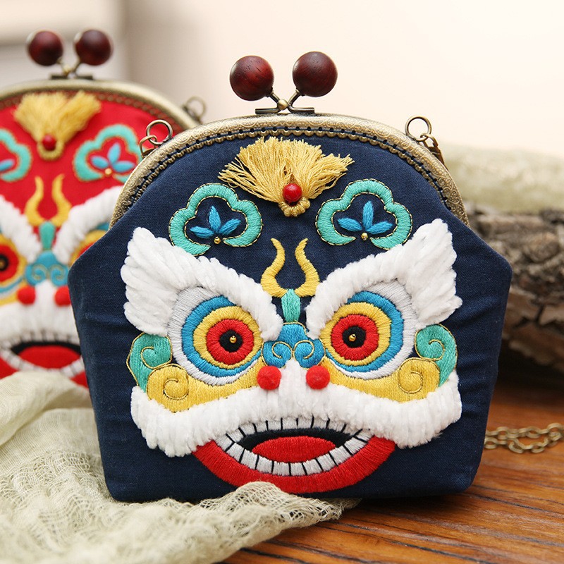 Bolso de mano bordado DIY, con estructura metálica, estilo Lu, artesanal, al por mayor