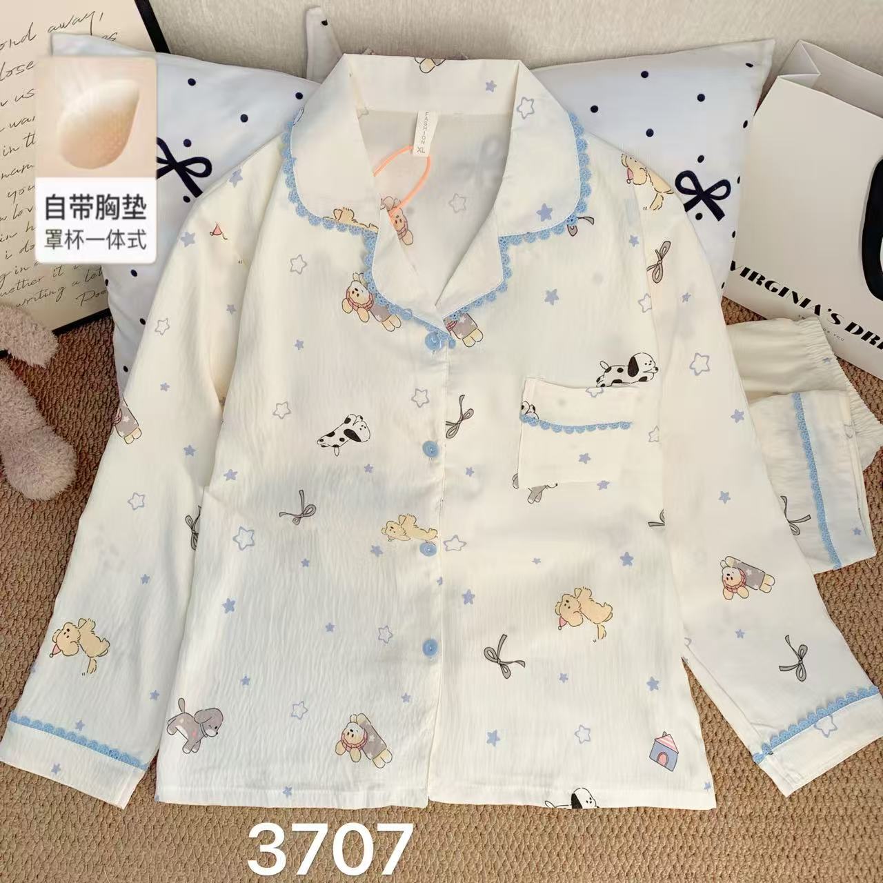 Algodón suave al por mayor transfronterizo nube nuevo pijama de mujer de verano pantalones cortos de mangas cortas estudiantes cardigans delgado cubierta de ropa para el hogar