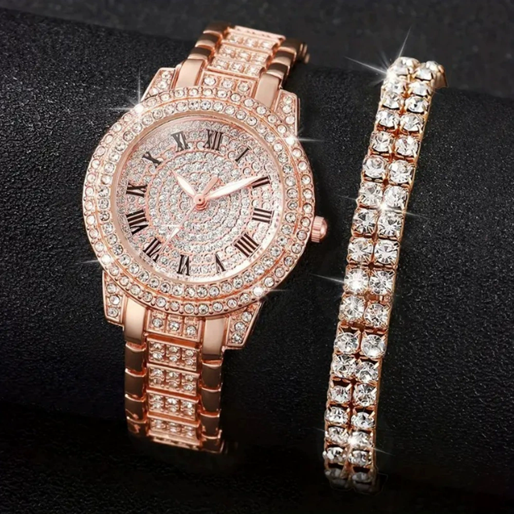 TikTok, часы, циферблат, инкрустирован diamonds, маленький циферблат