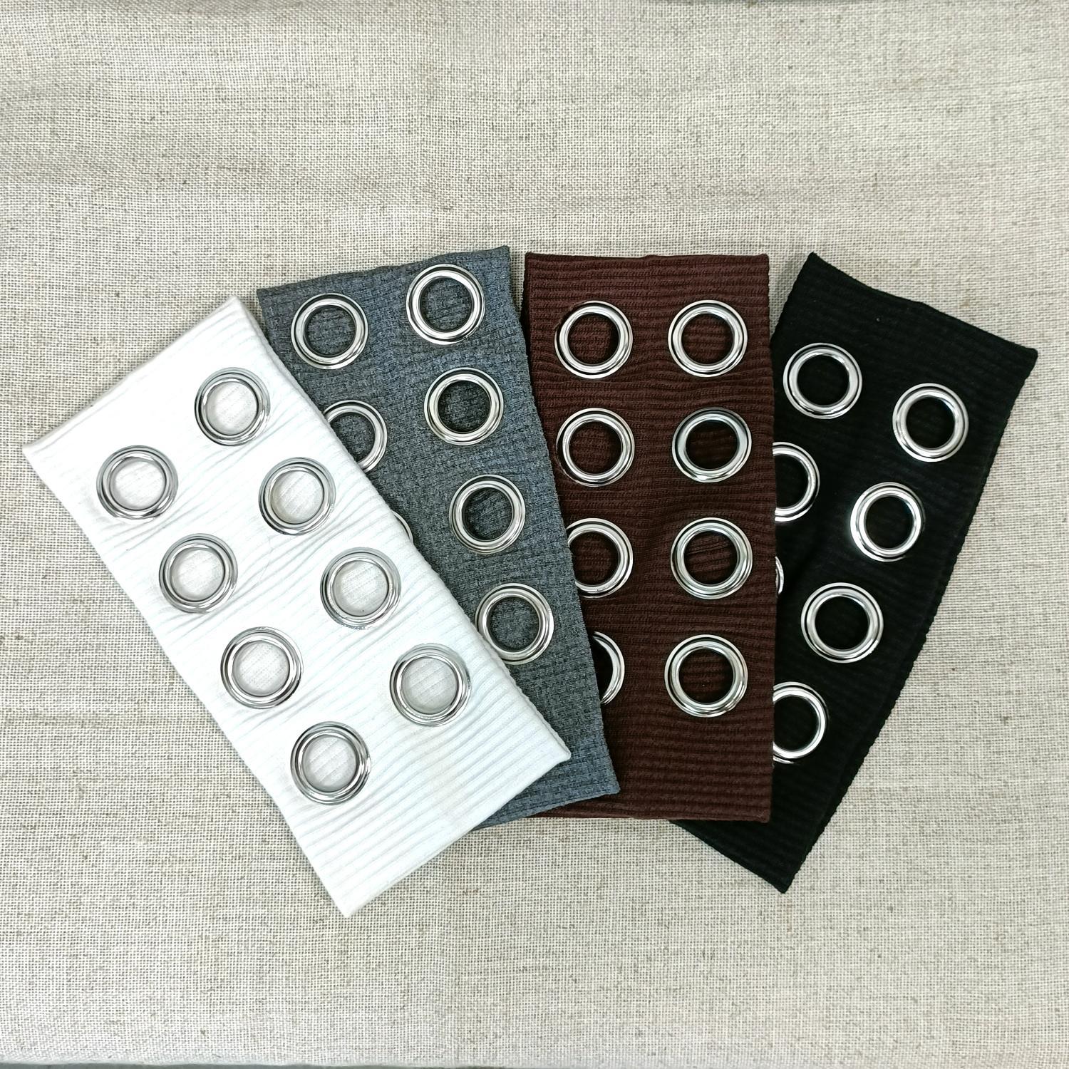 HW241201-20x8cm针织布+8气眼朋克风钉釦头带-