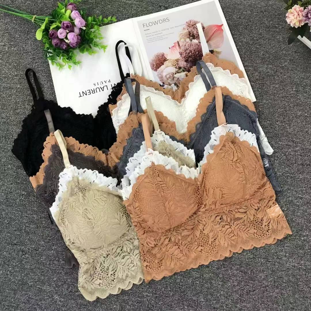 Nuevo encaje de alta elasticidad de alta calidad, chaleco de mujer sin anillo de acero, bra de yoga, ropa interior deportiva, mujer al por mayor