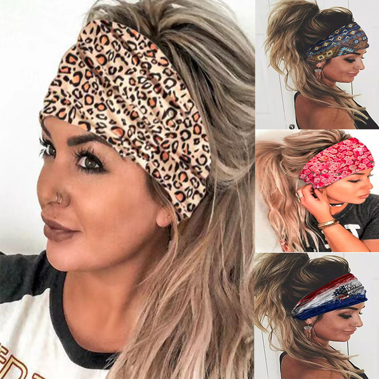 European and American New Style Solid Color High-Elastic Headband Yoga Sports Hairband Hair Accessory Sweat-Absorbing Headscarf Wide-Brimmed Headband