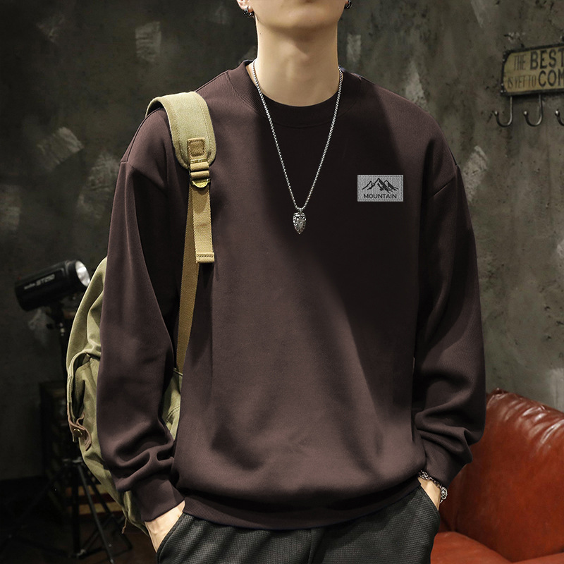 Suéter de cuello redondo de primavera y otoño para hombres con una camisa de moda americana de invierno y otoño suelta chaqueta de estilo de puerto