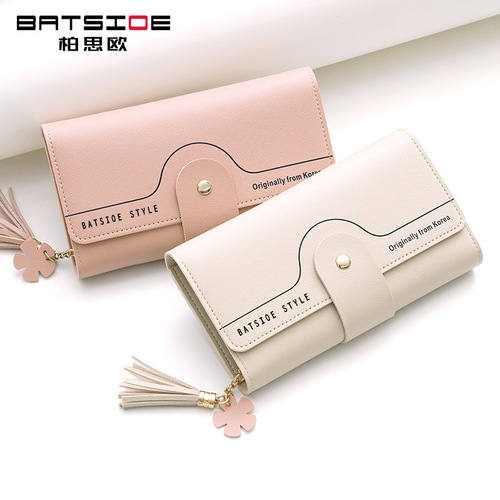 Wallet Southeast Asia foreign trade new geometric letter buckle clutch bag tassel petal long ladies wallet customization