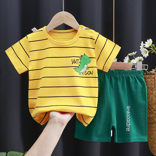 夏装儿童短袖套装纯棉女童套装男童t恤宝宝婴儿衣服韩版童装跨境