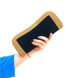 春夏季简约丝绒名媛水钻宴会包镶钻手拿包宴会包手提晚礼服包女包