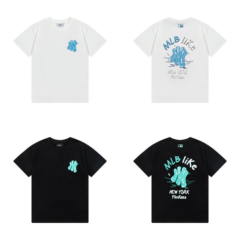 High Version Mlb Summer Ice Cube Letter Print Loose Sports Men and Women Couple Same Style Round Neck Short-Sleeved T-Shirt