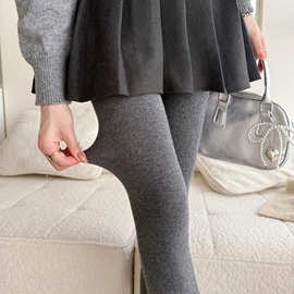 冬季新品浅灰色平板加绒加厚打底裤丝袜穿搭新款显瘦秋冬百搭裤袜