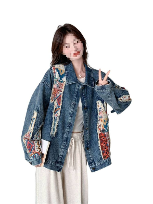 碎花刺绣牛仔外套女春秋2025新款甜酷炸街美式小众夹克上衣流票多|undefined