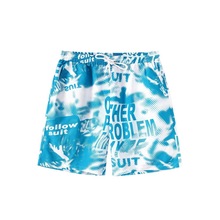 夏季沙滩裤男可下水冲浪裤泳裤套装宽松海边度假短裤印花松紧抽绳