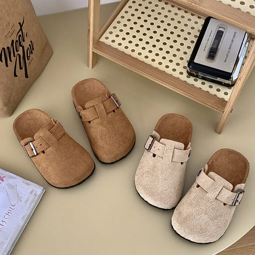 Fashionable children's cork shoes, summer comfortable, non-slip, unisex, hooded, half-slippers, retro, outerwear, slippers for wholesale