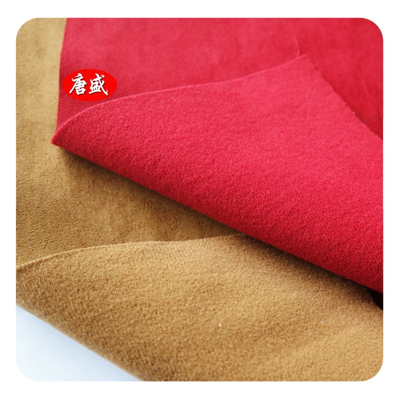 麂皮绒复合290gsm鞋材面料 五枚双纬面料 短密毛复合仿棉绒 现样