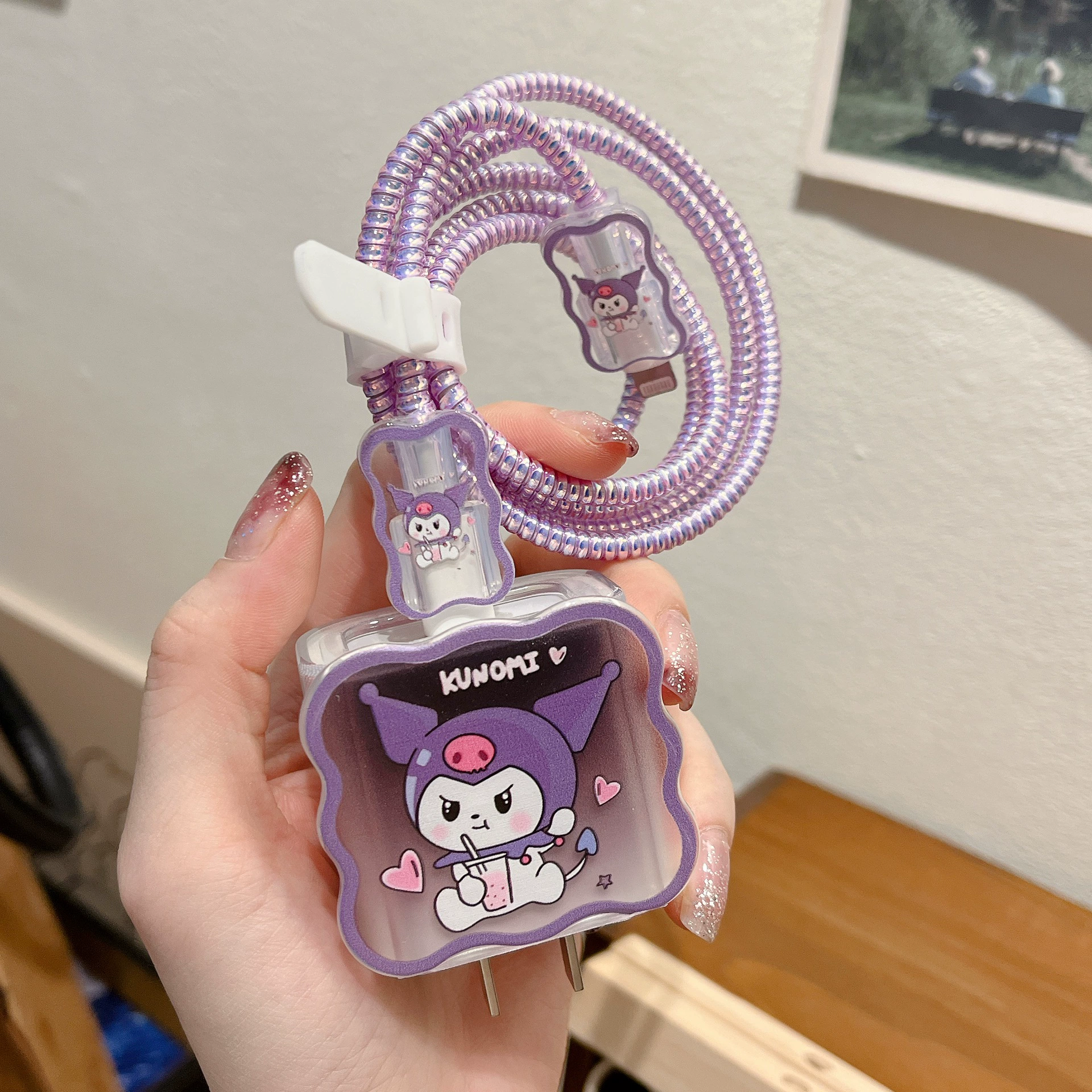 Новый защитный чехол для передачи данных подходит для Apple 20 Вт фиолетовый кролик мультяшное зарядное устройство защитный чехол для длительного времени