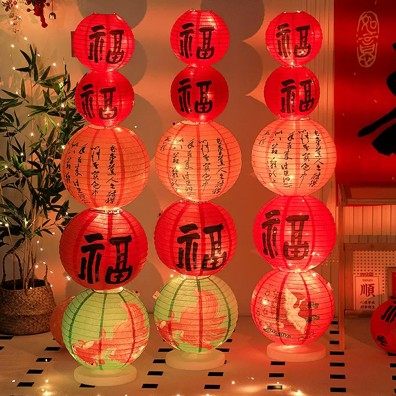 中秋节灯笼中式古风立柱宫灯商场氛围感场景布置装饰套装摆件批发