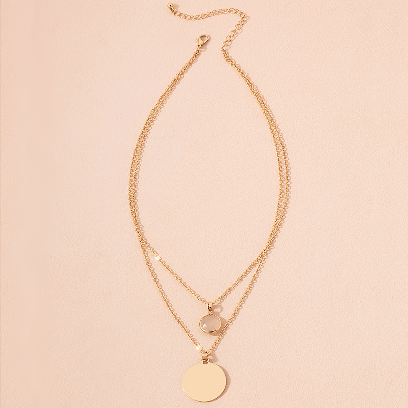 Simple Gold Coin Pendant Necklace display picture 2