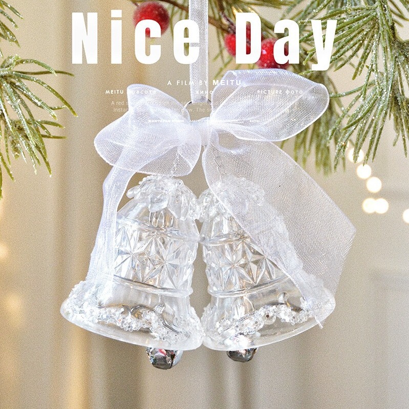 クリスタル質感Swanlaceアクリルキラキラ透明雪クリスマスツリーペンダント鈴装飾品|undefined