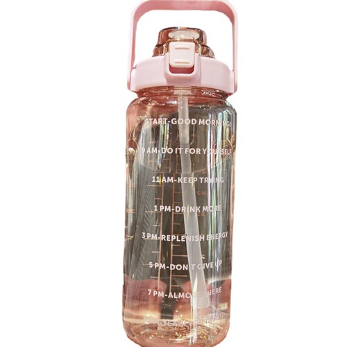 Large-Capacity Space Cup Plastic Cup with Measurement Marks and Straw — Unisex Outdoor Portable Plastic Water Bottle for Sports and Outdoor Activities