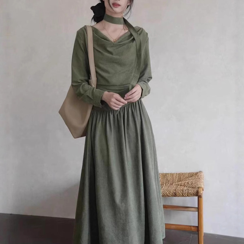 Er Yang Design [Sound Slowly] Retro Normcore Intellectual Zen Dress Women's Long Sleeve New Chinese Style Long Dress