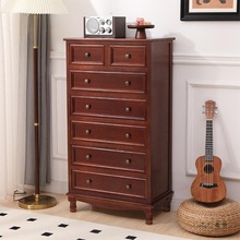 斗柜美式实木收纳储物柜复古客厅卧室床尾柜抽屉式五斗柜小置物柜