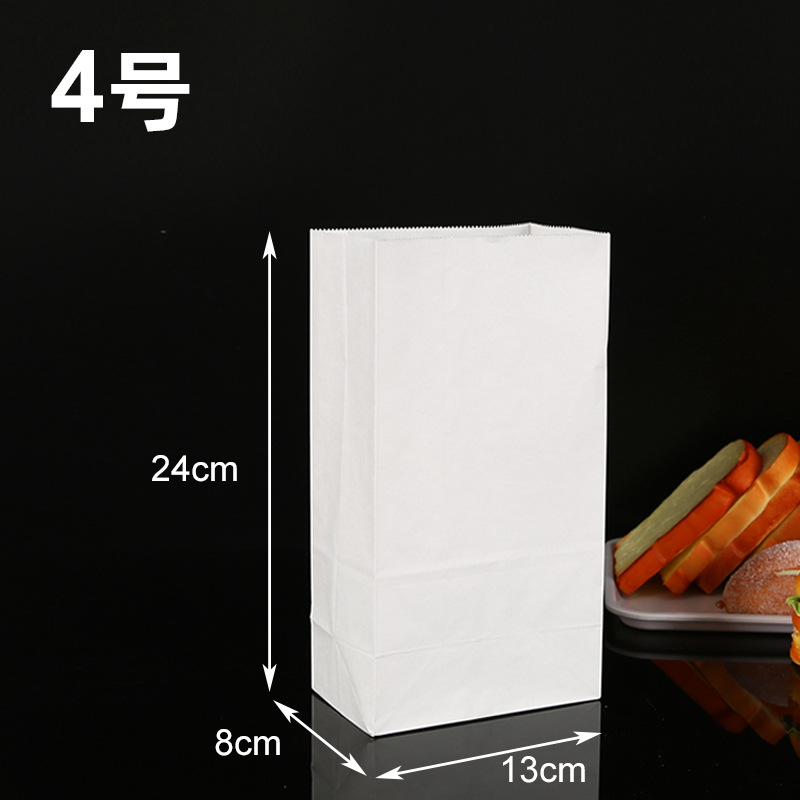 Bolsa de papel a prueba de aceite desechable pan envasado de alimentos bolsa de papel para hornear Almacenamiento de embalaje bolsa de papel kraft blanco personalización