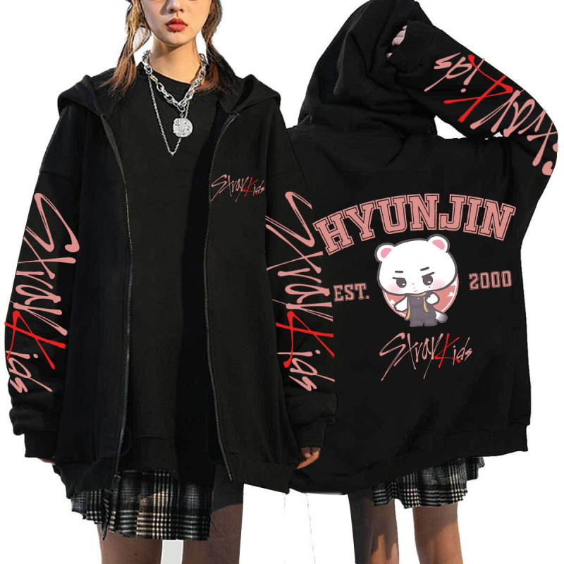 Q バージョン Stray Kids ドミネート周辺原宿プリントスウェットシャツフード付きルーズジッパースウェットシャツ卸売|undefined